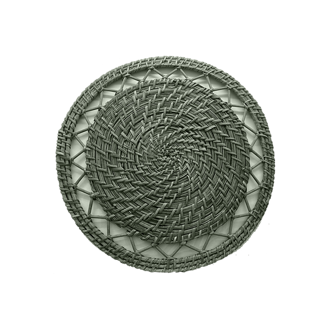 Plato de sitio rattan verde matte