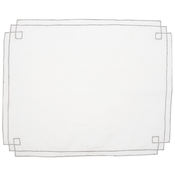 INDIVIDUAL BLANCO BORDADO GRIS