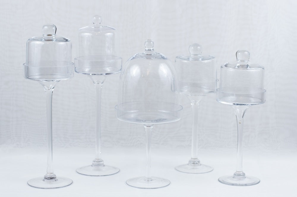 Portadulces de vidrio alto con campana