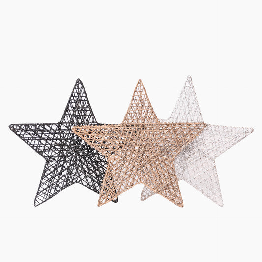 Estrella Plata en Metal Dorado/Blanco/Negro