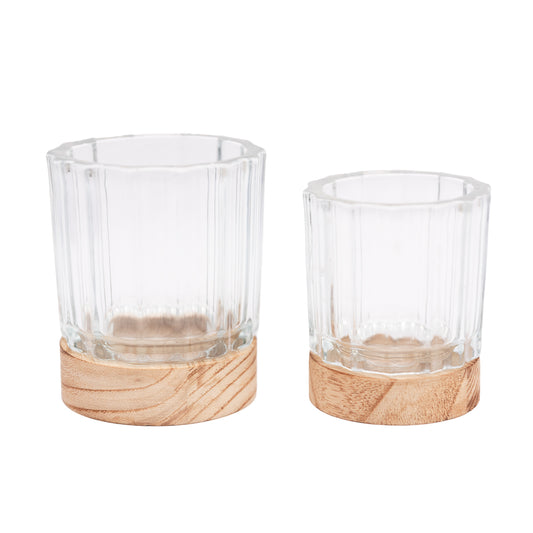 Velero de vidrio base de madera chico