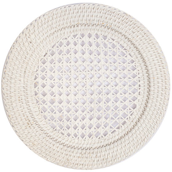 PLATO DE SITIO BLANCO RATTAN Y RAFIA