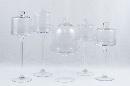 Portadulces de vidrio alto con campana